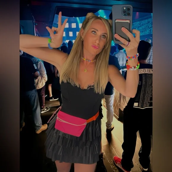 bebe Black Strapless Tiered Mini Dress - Picture 15 of 15